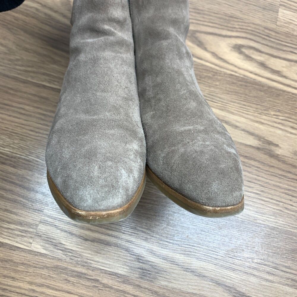 Aquatalia Faria Booties Taupe Brown Size 7.5 Suede Ankle Boots Buckle Italy - Picture 5 of 13